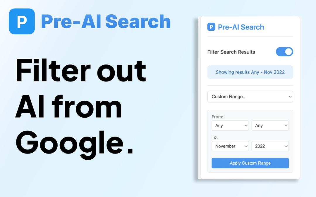 Pre-AI Search - Filter Google AI Content