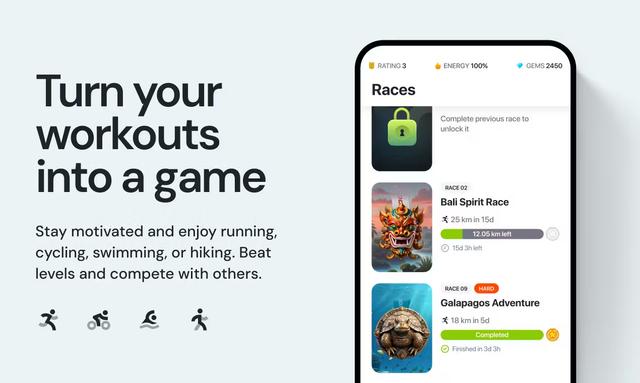 uRace: Gamified run/ride/swim/hike