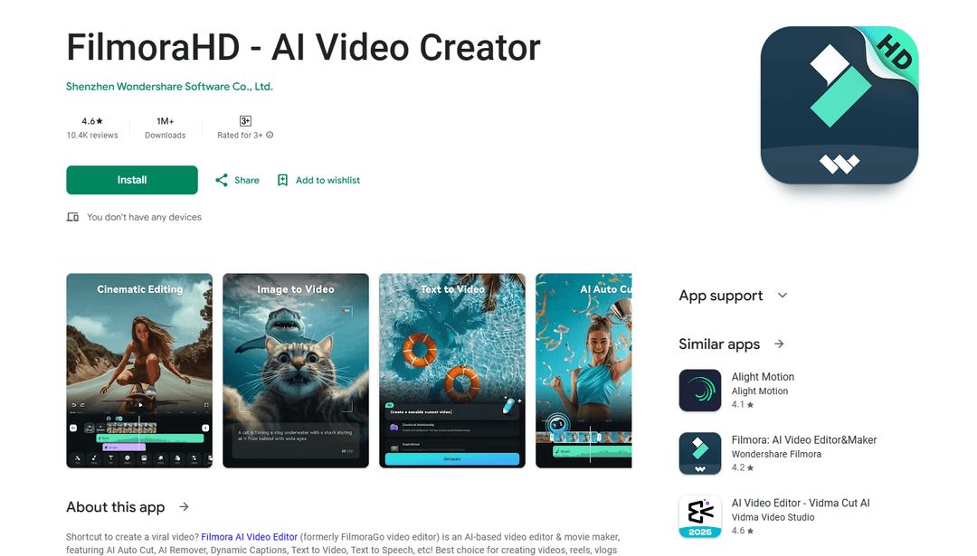 FilmoraHD - AI Video Creator