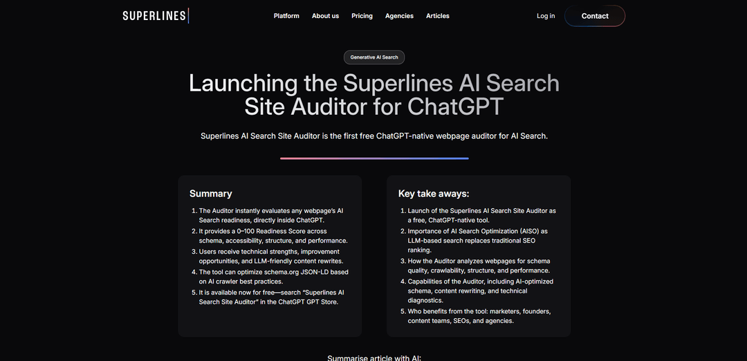 Superlines AI Search Auditor for ChatGPT