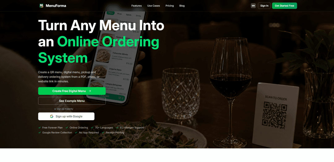 MenuForma – QR Menu & Online Ordering