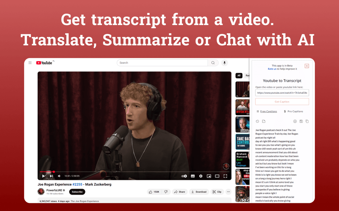 Youtube to transcript