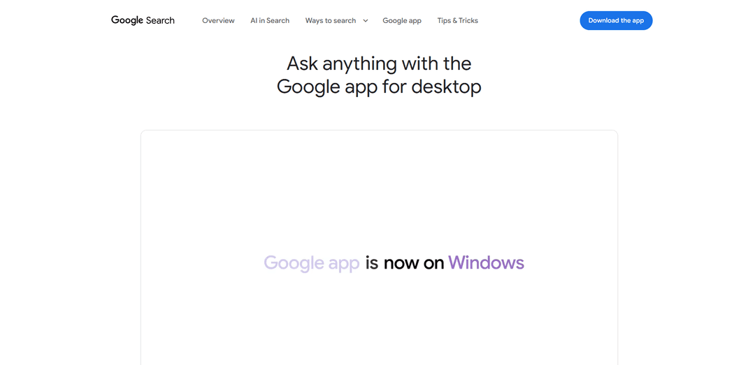 Google app for desktop