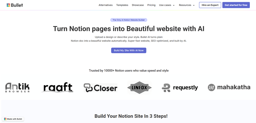 Bullet.so - Build websites from Notion